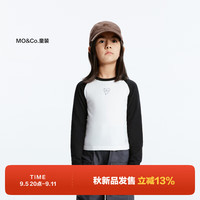 little MO&Co.抑菌 little moco童装24秋装女童插肩袖弹力修身长袖打底T恤 黑色  150/72