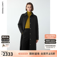 朗姿2024年新款复古高级感中长款菱格衬衫棉服冬季气质加厚上衣女