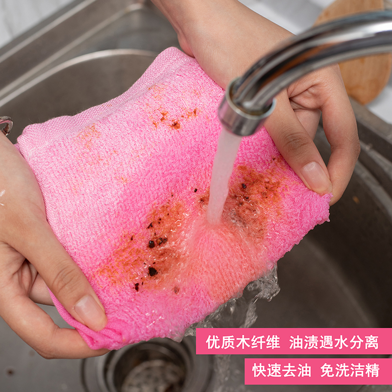 油利除洗碗巾抹布木纤维加厚毛巾不沾油家用厨房 比同行厚（26*26）洗碗巾2条 独立包装【免洗洁精】