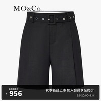 MO&Co.2024秋新品(附腰带)高腰可水洗羊毛精纺休闲裤...