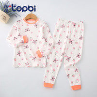 淘帝 TOPBI淘帝儿童秋衣套装长袖女童纯棉内衣套装家居服睡衣男童中大童 秋衣套装【蝴蝶果丛】 140cm (身高120-130cm)