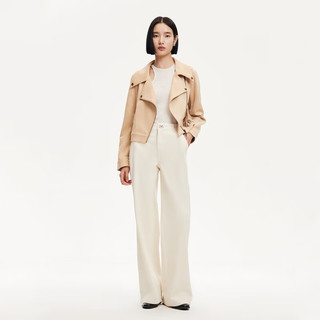 VEROMODA外套女2024早秋绒面质感翻领斜门襟流苏短款美拉德时尚 甜蜜黄色 160/80A/S