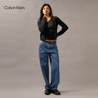 Calvin Klein Jeans24秋季女士复古ck金色环形针扣式牛皮腰带4K7001G UB1-太空黑 85cm