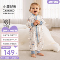 欧孕(OUYUN)听梦婴儿睡袋宝宝春秋冬款儿童恒温睡袋四季通用防踢被子 小鹿斑布【22-26℃】单层 80码-身高55-80年龄段3-18个月