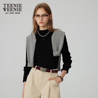 Teenie Weenie【一线成衣+扬子纱可机洗】小熊秋季毛衣女 黑色 165/M