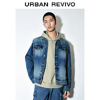 URBAN REVIVO UR 冬男装时髦休闲风街头风洗水宽松牛仔外套UMV830025