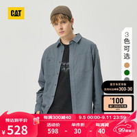 卡特彼勒CAT卡特24秋男士美式复古工装风两贴袋长袖衬衫外套商场 深灰色 M