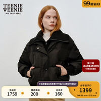 Teenie Weenie小熊2024年新款学院风毛衣拼接外套假两件短款羽绒服