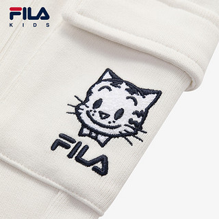 FILA【斐暖】斐乐童装儿童裤子2024冬季女小童抗菌针织长裤 麦汁米白-IV 130cm