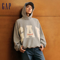 Gap男女装2024秋季新款碳素软磨抓绒印花logo连帽卫衣上衣637863