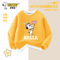 史努比女童卫衣春秋款2024假两件长袖潮时髦圆领打底儿童上衣 姜 气球贝儿 120