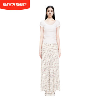 BM半身裙女2024夏季高腰复古米底红碎花蛋糕裙休闲百搭长裙 米底红碎花 均码