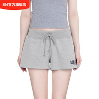 BM短裤女2024夏季低腰英文字母绣花美式运动休闲裤宽松阔腿裤 花灰色 均码