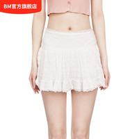 BM白色短裙百褶裙女2024夏季蛋糕裙纯欲风显瘦短款蓬蓬半身裙 白色 均码