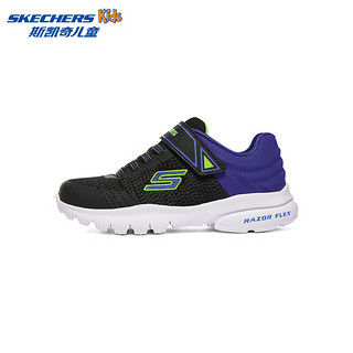 斯凯奇（Skechers）运动鞋舒适百搭儿童休闲小白鞋403781L 黑色/宝蓝色/BKRY 37码