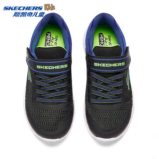 斯凯奇（Skechers）运动鞋舒适百搭儿童休闲小白鞋403781L 黑色/宝蓝色/BKRY 37码