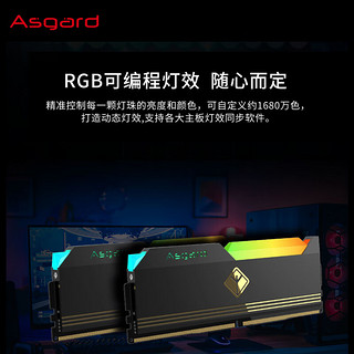 阿斯加特（Asgard）32GB(16GBx2)套装 DDR4 3600 台式机内存 阿萨系列 RGB灯条 海力士CJR颗粒