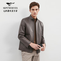 七匹狼真皮皮衣2024秋冬立领羽绒内胆皮衣夹克男士保暖外套上衣 306(棕色) 170/88A/L