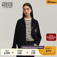 Teenie Weenie小熊2024年秋季休闲时尚短款廓形时髦西装外套女 藏青色 170/L