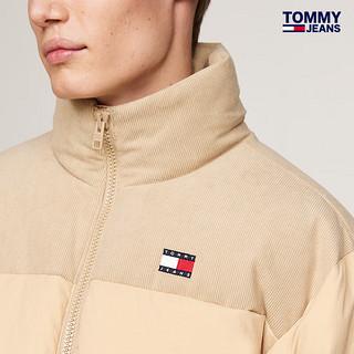 TOMMY JEANS24秋冬男装灯芯绒拼接刺绣立领鸭绒面包服羽绒服20004 卡其色AB9 XS