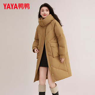 鸭鸭（YAYA）羽绒服女中长款2024年冬季韩版防风可拆卸帽加厚保暖外套HY 秋叶黄色 175/96A(XXL)