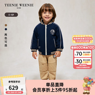 Teenie Weenie Kids小熊童装24秋季男宝宝休闲刺绣棒球领棉服 藏青色 120cm