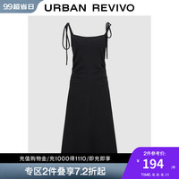 UR2024秋季新款女装轻熟捏褶修身系带无袖连衣裙UYV740017