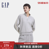 Gap女装2024秋季法式圈织软刺绣logo撞色翻领卫衣上衣636720 浅灰 170/88A(L) 亚洲尺码