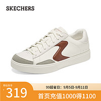 斯凯奇（Skechers）2024夏季男女同款板鞋轻质吸震254030 自然色/橘色 41