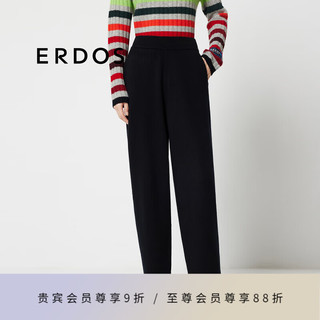 ERDOS 24秋冬羊绒双提慵懒宽松时尚百搭通勤加厚保暖女长裤休闲裤 黑 175/80A/XXL
