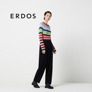 ERDOS 24秋冬羊绒双提慵懒宽松时尚百搭通勤加厚保暖女长裤休闲裤 黑 175/80A/XXL