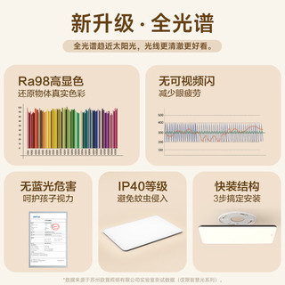 欧普照明欧普（OPPLE）照明LED吸顶灯客厅超薄全光谱现代简约卧室灯具铭宇小白灯智控TC 全光谱A6【四室一厅-5灯】