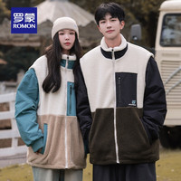 罗蒙(ROMON)男女同款棉衣2024冬季新款时尚潮流撞色拼接羊羔毛外套