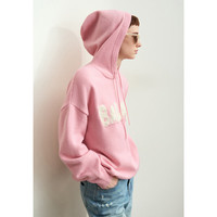 AMII2024秋休闲风撞色字母提花抽绳连帽毛衣女宽松慵懒上衣 冷粉 170/92A/XL