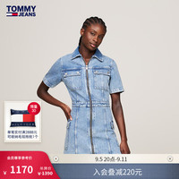 TOMMY JEANS24新款早秋女装纯棉工装口袋复古修身显瘦牛仔连衣裙18639 1A5