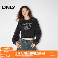 ONLY2024秋季时尚百搭做旧水洗圆领短款纯棉卫衣女|12439S028 H1Z 黑色 165/84A/M