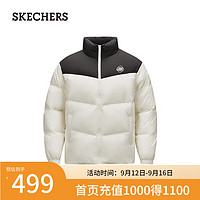 斯凯奇（Skechers）男女同款冬季梭织短款立领三防科技L324U104 棉花糖白/0074 S