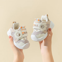 婧麒（JOYNCLEON）婴儿学步鞋2024秋季童鞋学步软底防滑女宝宝鞋男童机能鞋 卡其 16码