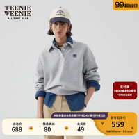 Teenie Weenie小熊2024年早秋新款翻领长袖卫衣休闲时尚宽松上衣女