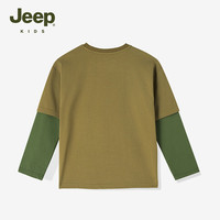 Jeep吉普儿童长袖中大童休闲长T恤 橄榄绿 薄款 175cm