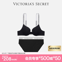 维多利亚的秘密 logo字母肩带舒适时尚文胸内裤内衣套装 54A2黑色-有钢圈 34B+S