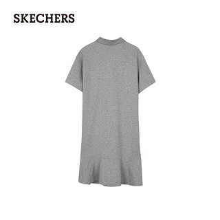 斯凯奇（Skechers）夏女针织POLO连衣裙宽松中长裙L224W056 中花灰/004F XS