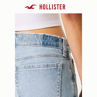 HOLLISTER24秋辣妹宽松低腰浅色水洗直筒牛仔裤女 KI355-4324 浅色水洗 150/64A 0短版