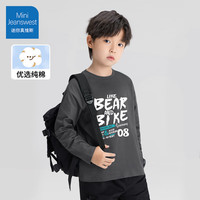迷你真维斯 MINI JEANSWEST迷你真维斯男女童长袖T恤2024上衣儿童春秋款运动打底衫春秋 【男童纯棉长袖】烟灰运动字母 80