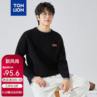 唐狮 TONLION男毛线衫2024秋季新款圆领小细节撞色边毛线衫TB
