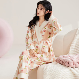 婧麒（JOYNCLEON）月子服春秋怀孕期大码翻领睡衣套装女时尚休闲家居服带胸垫 玫瑰庄园Jyz165753 XL码