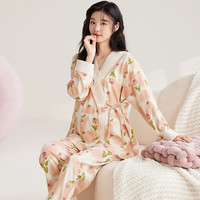 婧麒(JOYNCLEON)月子服春秋怀孕期大码翻领睡衣套装女时尚休闲家居服带胸垫 玫瑰庄园Jyz165753 XL码