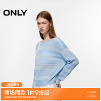 ONLY2024秋季新款时尚休闲渐变条纹落肩宽松针织衫女124313001 C39