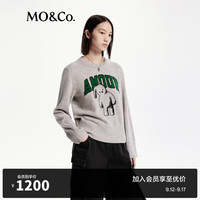 MO&Co.2024秋100%绵羊毛美式趣味小熊宽松圆领毛衣MBD3SWTT10 中花灰色 XS/155