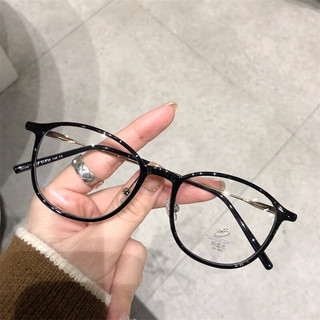 Erilles超轻舒适tr90时尚近视眼镜框男女复古潮椭圆形文艺防蓝光镜架 咸菜绿 161防蓝光非球面镜片